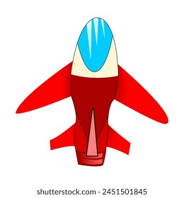 Great white red airplane from top view. airplane isolated, airplane icon