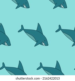 Great white shark aqua seamless pattern simple childish print for textile design and wrapping paper