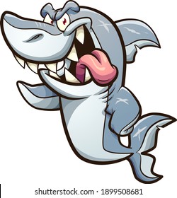 Great white shark with big smile cartoon. Vector clip art illustration with simple gradients. All on a single layer.
