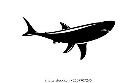 Great White Shark, black isolated silhouette