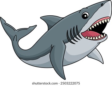 Great White Shark Cartoon Colored Clipart 