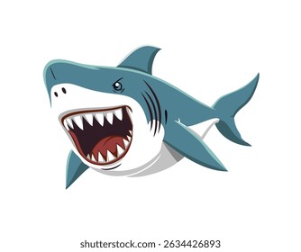 great white shark cartoon illustration