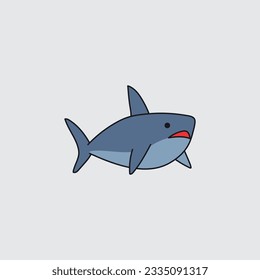 Great White Shark, Cartoon Style - Vector