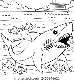 Great White Shark Coloring Page for Kids