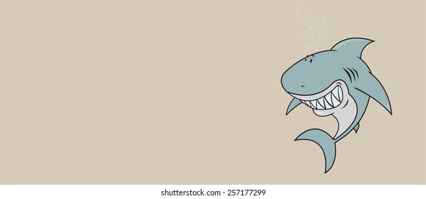 Great white shark Happy,silly looking shark illustration horizontal orientation