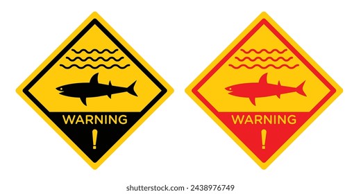 Great White Shark Hazard Warning. Caution for Shark Infested Waters. Marine Danger Alert