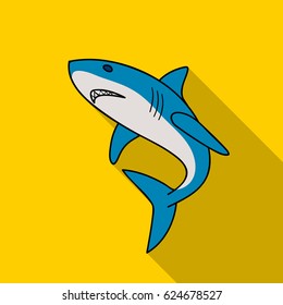 Great white shark icon in flate style isolated on white background. Surfing symbol stock vector illustration.