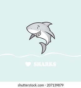 great white shark illustration/love sharks
