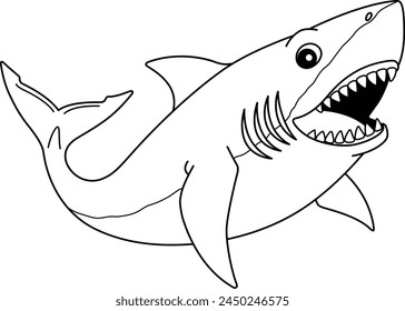 Great White Shark Isolated Coloring Page for Kids