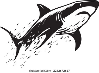 Great White Shark Logo Monochrome Design