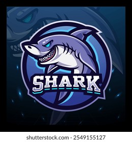 Great white Shark mascot e sport logo design