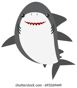 Great white shark on white background illustration
