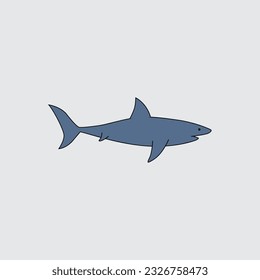 Great White Shark, Side View. - Vector