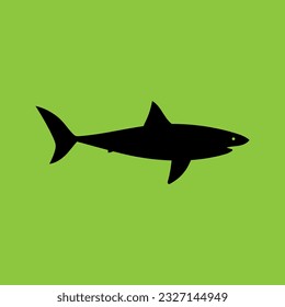 Great White Shark, Side View. Silhouette - Vector