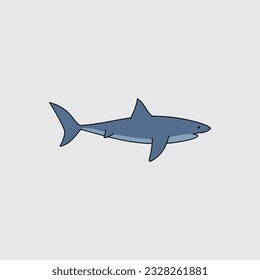Great White Shark, Side View. - Vector