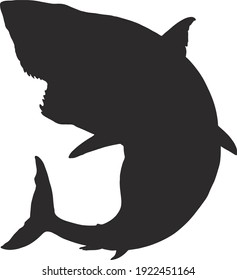 Great White Shark Silhouette Flat Black Vector (EPS) Isolate Illustration.