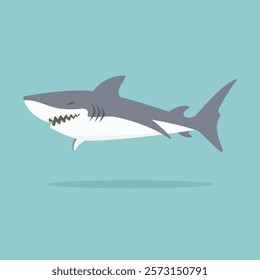 Great white shark vector flat design 