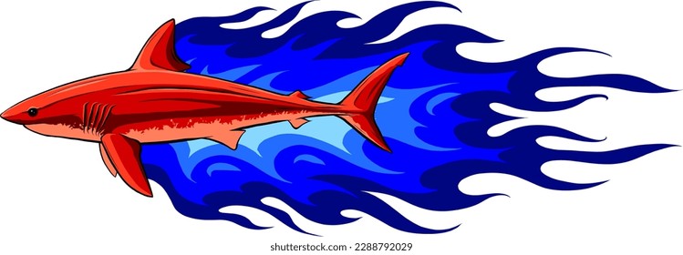 great white shark vector illustratio design on white background. digital had draw