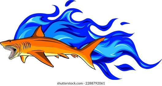 great white shark vector illustratio design on white background. digital had draw