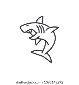 great white shark vector line icon, sign, illustration on background, editable strokes