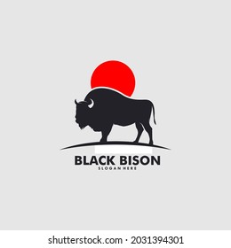 Great wild bison simple flat logo design concept