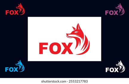 great wild red fox logo, silhouette of cute coyote head vector illustrations