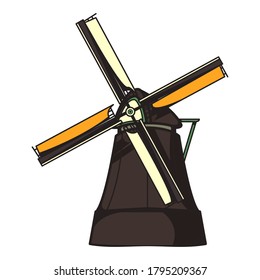 Great windmill building vector on white background