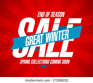 Great Winter Sale, End Of Season Design In Retro Style.