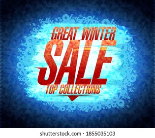 Gran venta de invierno concepto de diseño de afiches vectoriales, colecciones superiores