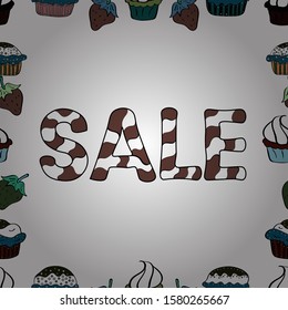 Great for wrapping. Lettering. Vector. Seamless. Giveaway poster, card. Hand drawn fashion pictures with speech design in brown, white and black colors.