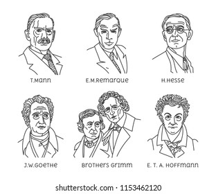 The great writers of Germany. T.Mann, E.M.Remarque, H.Hesse, J.W.Goethe, Brothers Grimm, E. T. A. Hoffmann