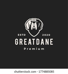 greatdane dog hipster vintage logo vector icon illustration