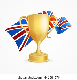 Greate Britain Winning Golden Cup Concept for Competitions Isolated on White Background. Vector illustration