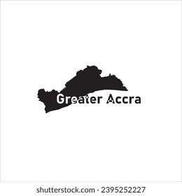 Greater Accra map and black lettering design on white background