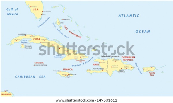 Greater Antilles Map Stock Vector (Royalty Free) 149501612