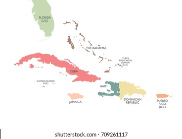 Greater Antilles political map  Vector illustration