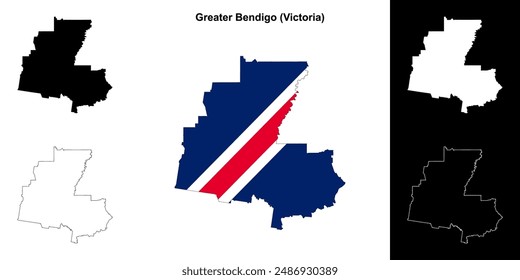 Greater Bendigo (Victoria) outline map set