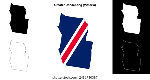 Greater Dandenong (Victoria) outline map set