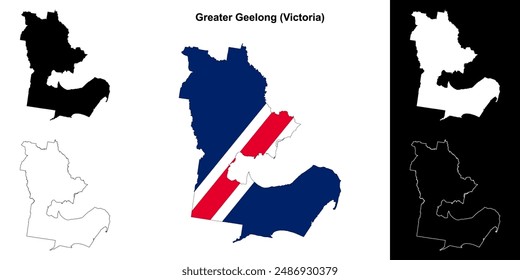 Greater Geelong (Victoria) Outline Karte Set