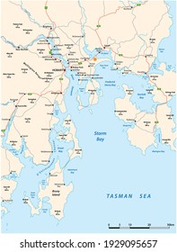 Greater Hobart Road Vector Map, Tasmania, Australia