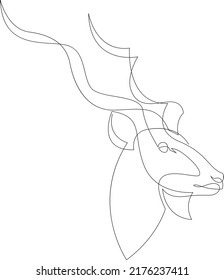 Dibujo minimalista de cabezas kudu más grandes. Imagen de línea continua. Ilustración vectorial.