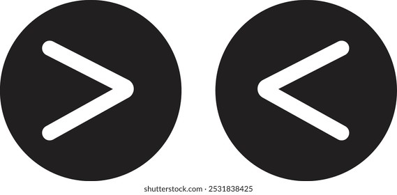 Ícone maior e menor que isolado no plano de fundo branco . Símbolos matemáticos. Ilustração vetorial