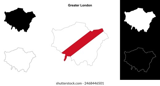 Greater London blank outline map set