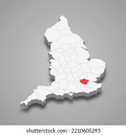 Greater London county location within England 3d isometric map