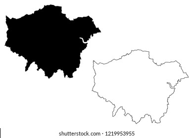Greater London (United Kingdom, England) map vector illustration, scribble sketch London region map