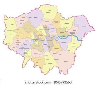 Greater London vector map.