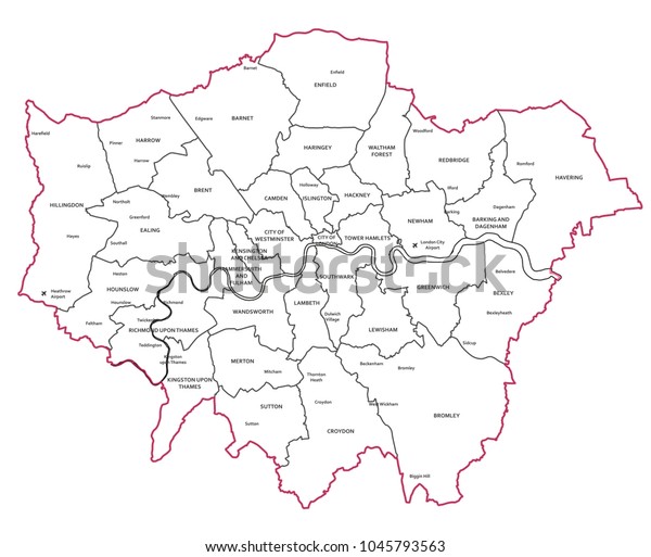 Greater London Vector Map Stock Vector (Royalty Free) 1045793563 ...