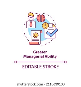 Greater managerial ability concept icon. Export business struggles abstract idea thin line illustration. Isolated outline drawing. Editable stroke. Arial, Myriad Pro-Bold fonts used
