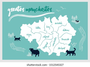 Greater Mancheste City Map -a concept illustration