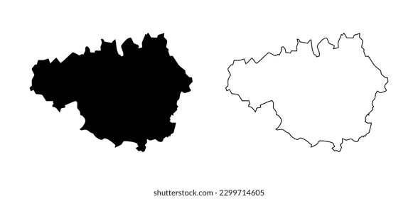 Greater Manchester England Black Silhouette and Outline Simple Vector Illustration